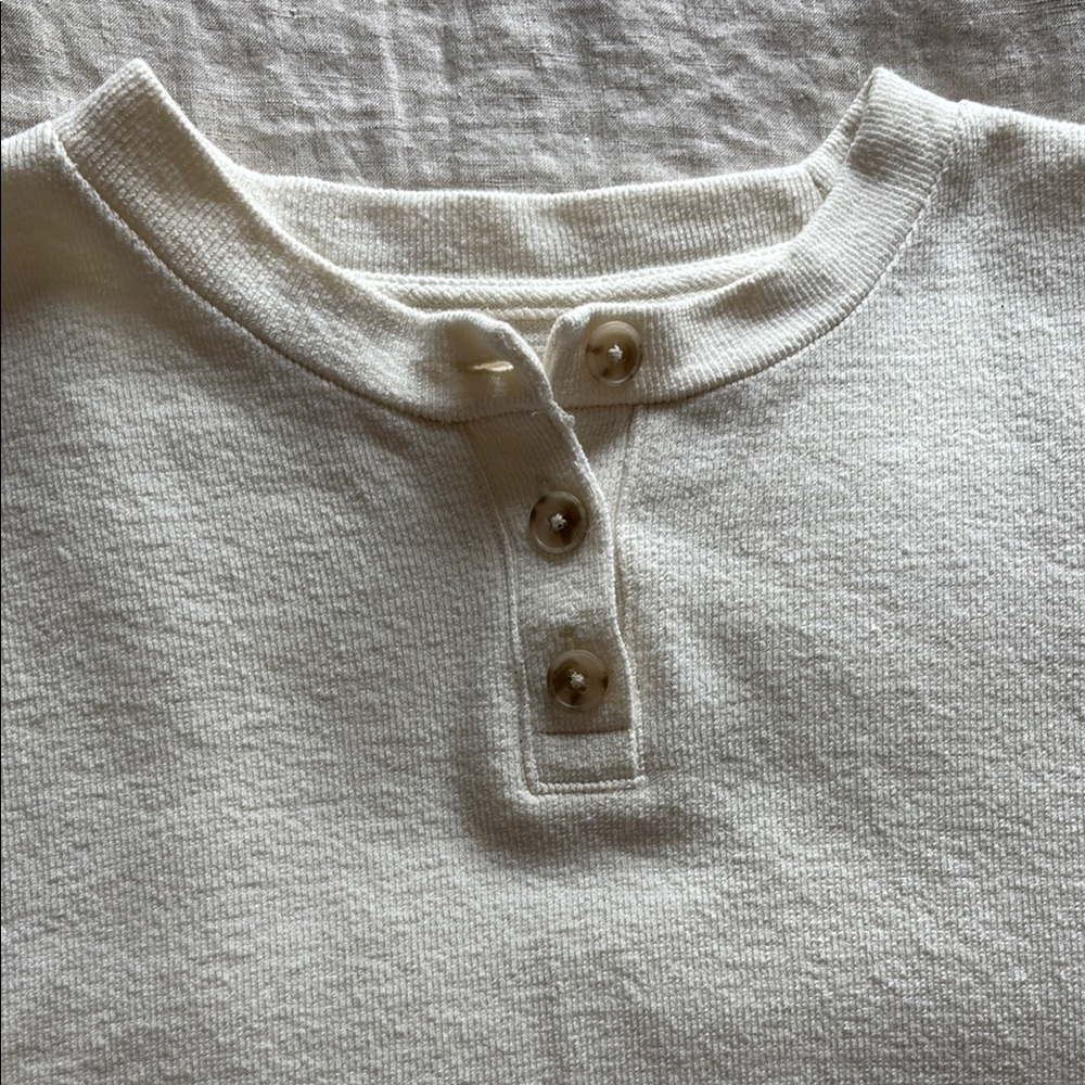 Madewell Off-White Textured Henley Top - Picture 7 of 10
